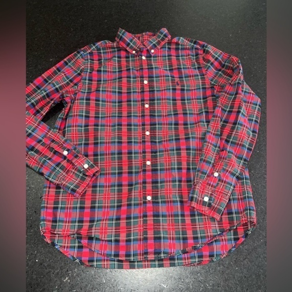 UEC RALPH LAUREN POLO RED PLAID LONG SLEEVE BUTTON UP SHIRT SZ 18-20